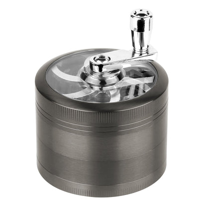 Herb Spice Tobacco Grinder 2.5-inch 4-Piece Zinc Alloy Hand Crank Crusher Kitchen Mill with Pollen Scraper
