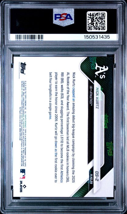 Graded 2025 Topps Now Nick Kurtz #OS2 Offseason Rookie RC Baseball Card PSA 10 Gem Mint