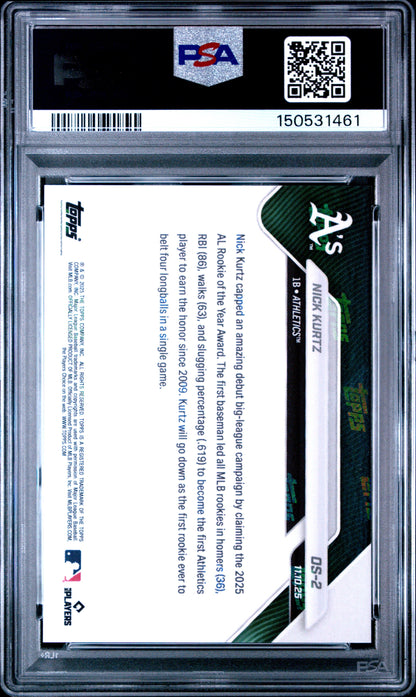 Graded 2025 Topps Now Nick Kurtz #OS2 Offseason Rookie RC Baseball Card PSA 8 Near Mint