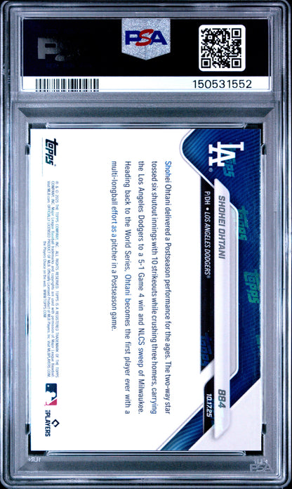 Graded 2025 Topps Now Shohei Ohtani #884 Baseball Card PSA 9 Mint