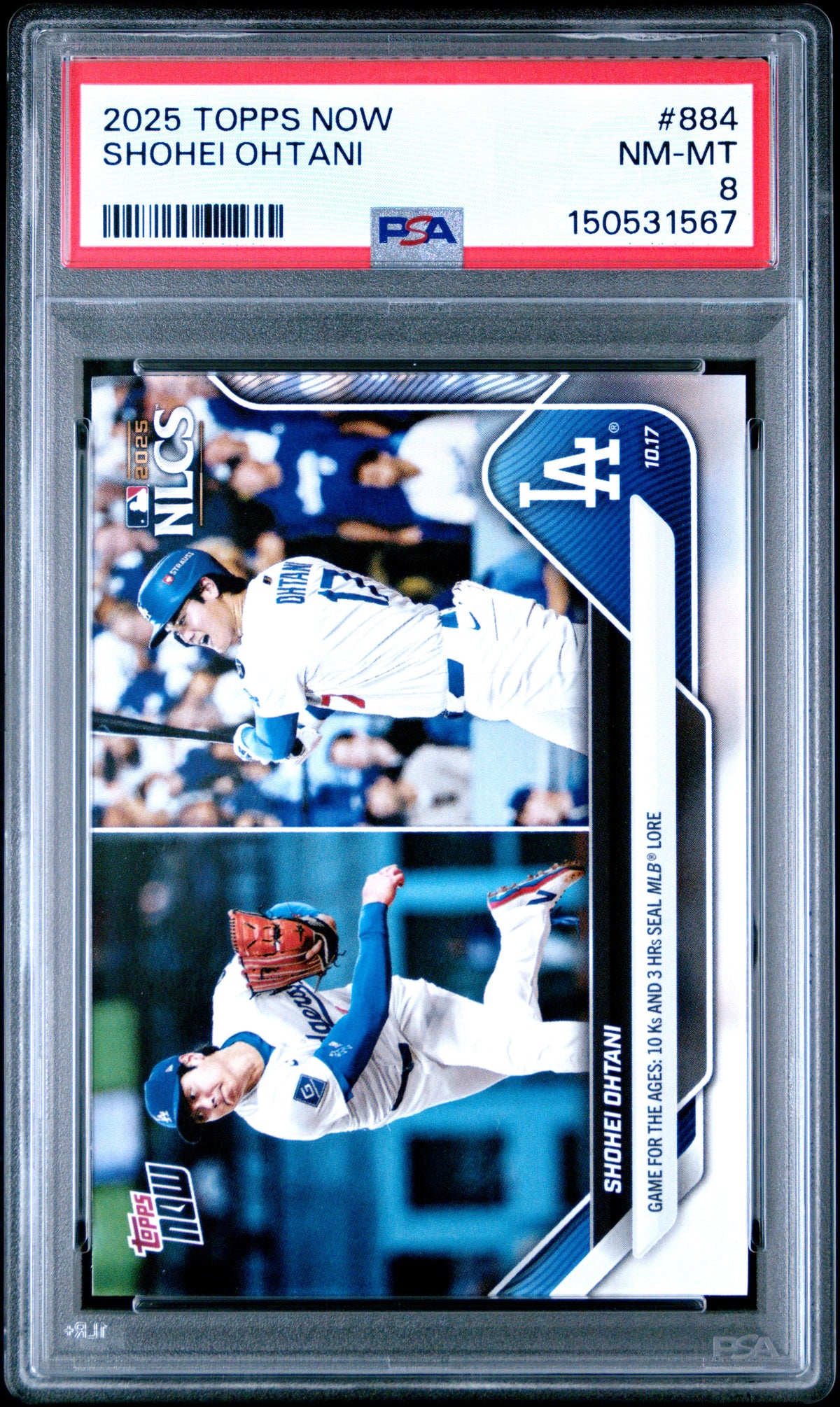 Graded 2025 Topps Now Shohei Ohtani #884 Baseball Card PSA 8 Near Mint