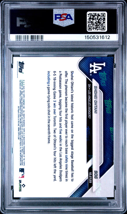 Graded 2025 Topps Now Shohei Ohtani #906 Gold Foil /50 Baseball Card PSA 8 Near Mint