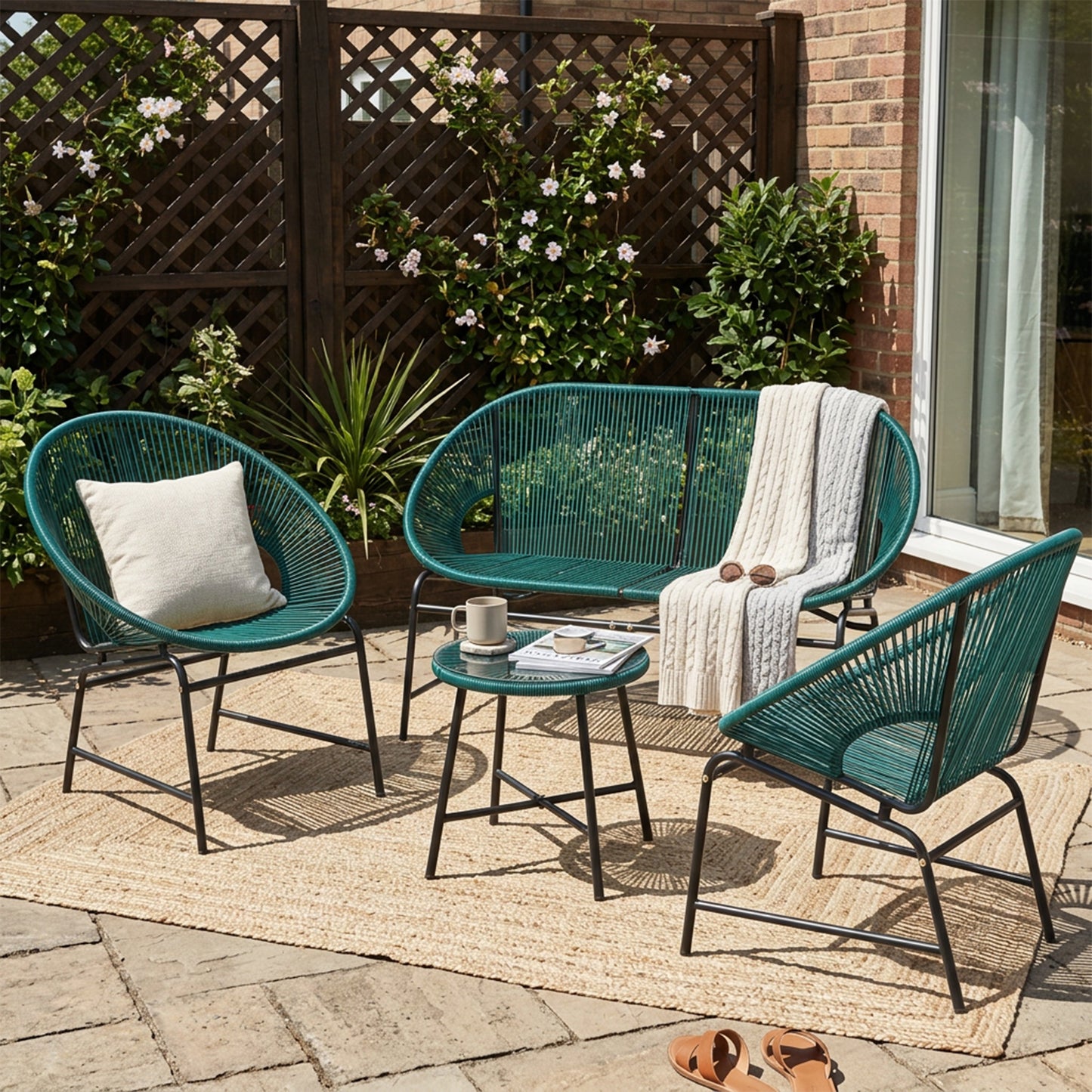 Nusa Outdoor Patio Wicker 3-Piece Chat Set
