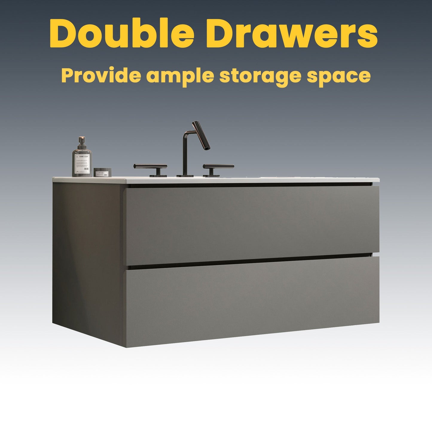 TIA 36" Wall Mount Space Gray Bathroom Vanity