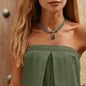 Luxury Irregular Acrylic Black Diamond Pendant Necklace & Bracelet Set Women Autumn Winter