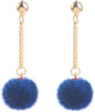 Faux Fur Pom Pom Tassel Drop Dangle Earrings Set