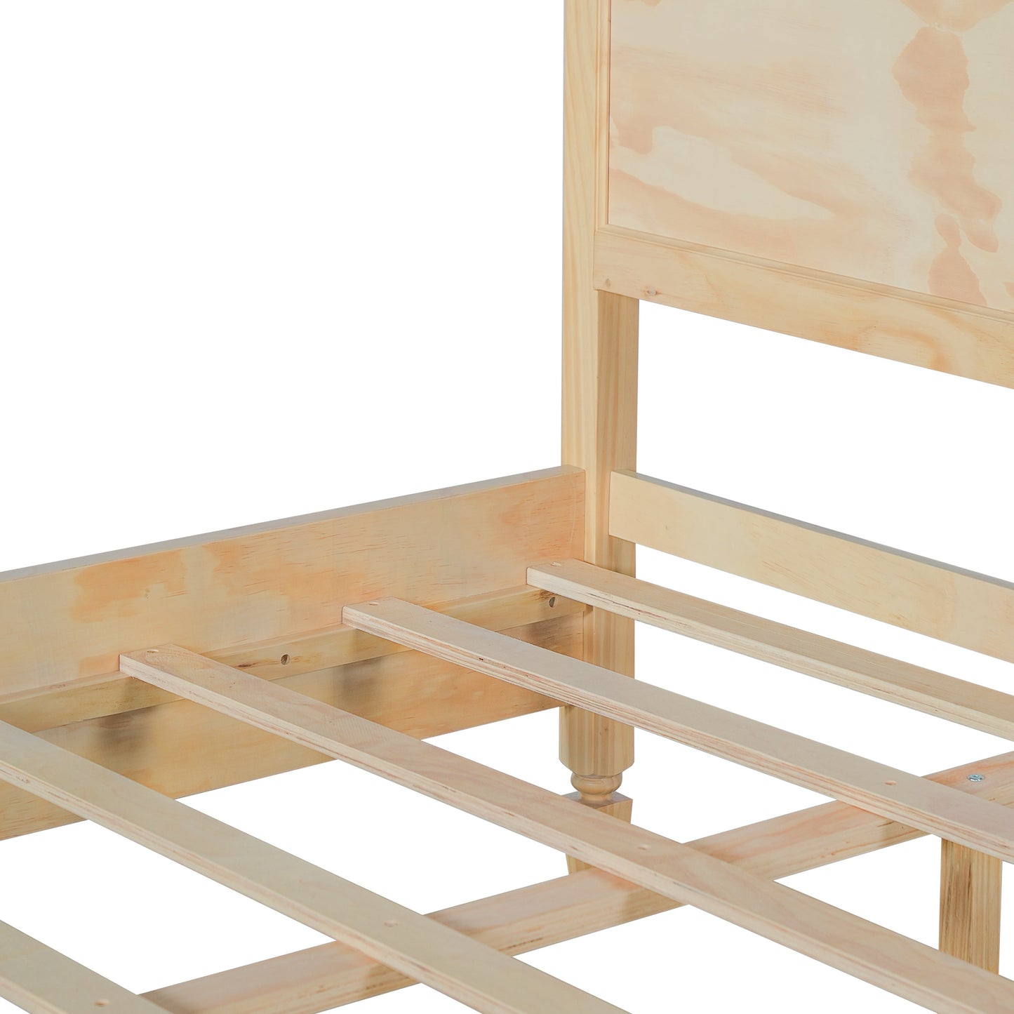 King Size Wood Platform Bed Frame with Classic Panel Headboard