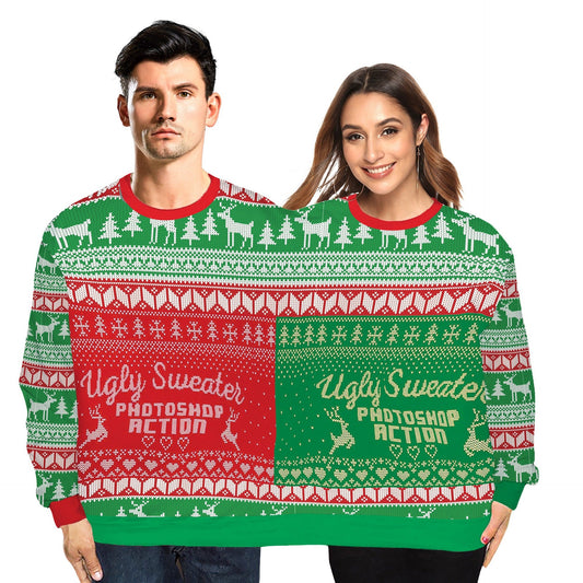 2026New Autumn And Winter Christmas Clothing European And American Best-Selling 3D Digital Printing Male And Female Couple One-Piece Round Neck Sweatshirt
