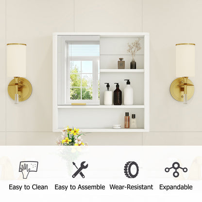 Modern Bathroom Mirror Cabinet with Open Shelves