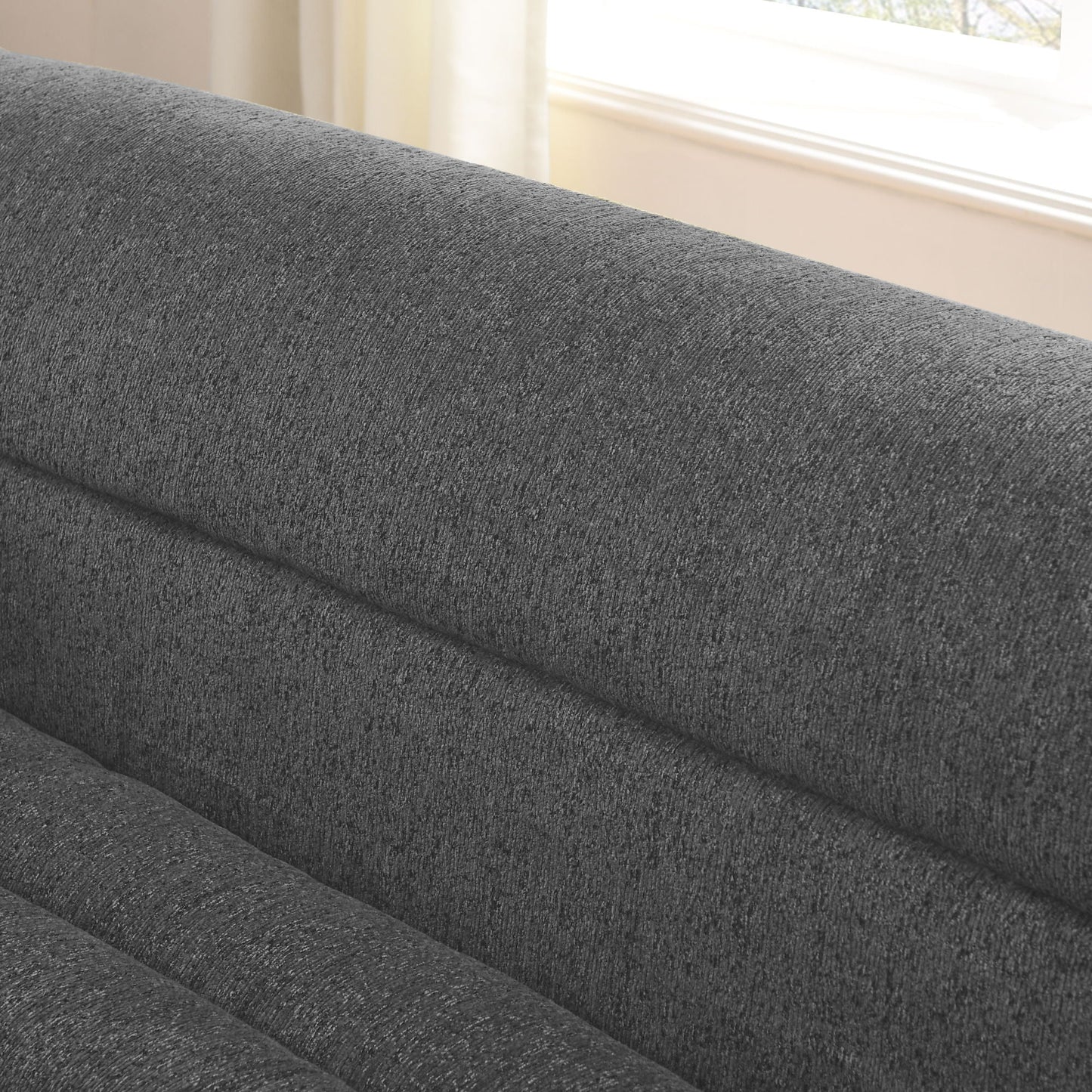 Upholstered L-Shaped Modular Sectional Sofa With Chaise, Wave-Shaped Armrest