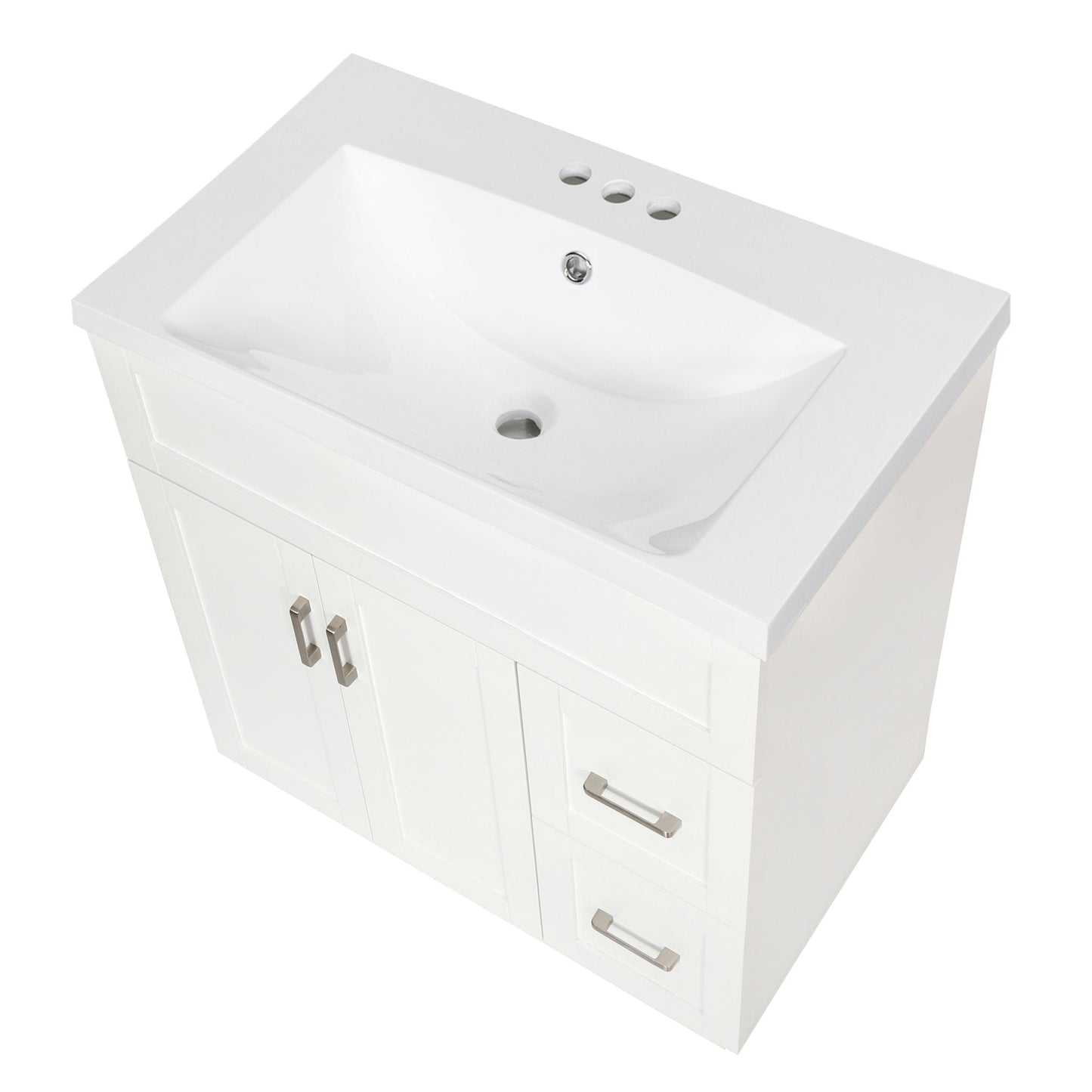 Bathroom Vanity With 2 Doors, 2 Drawers, Adjustable Shelf, Hidden Slides & Soft Close Hinges