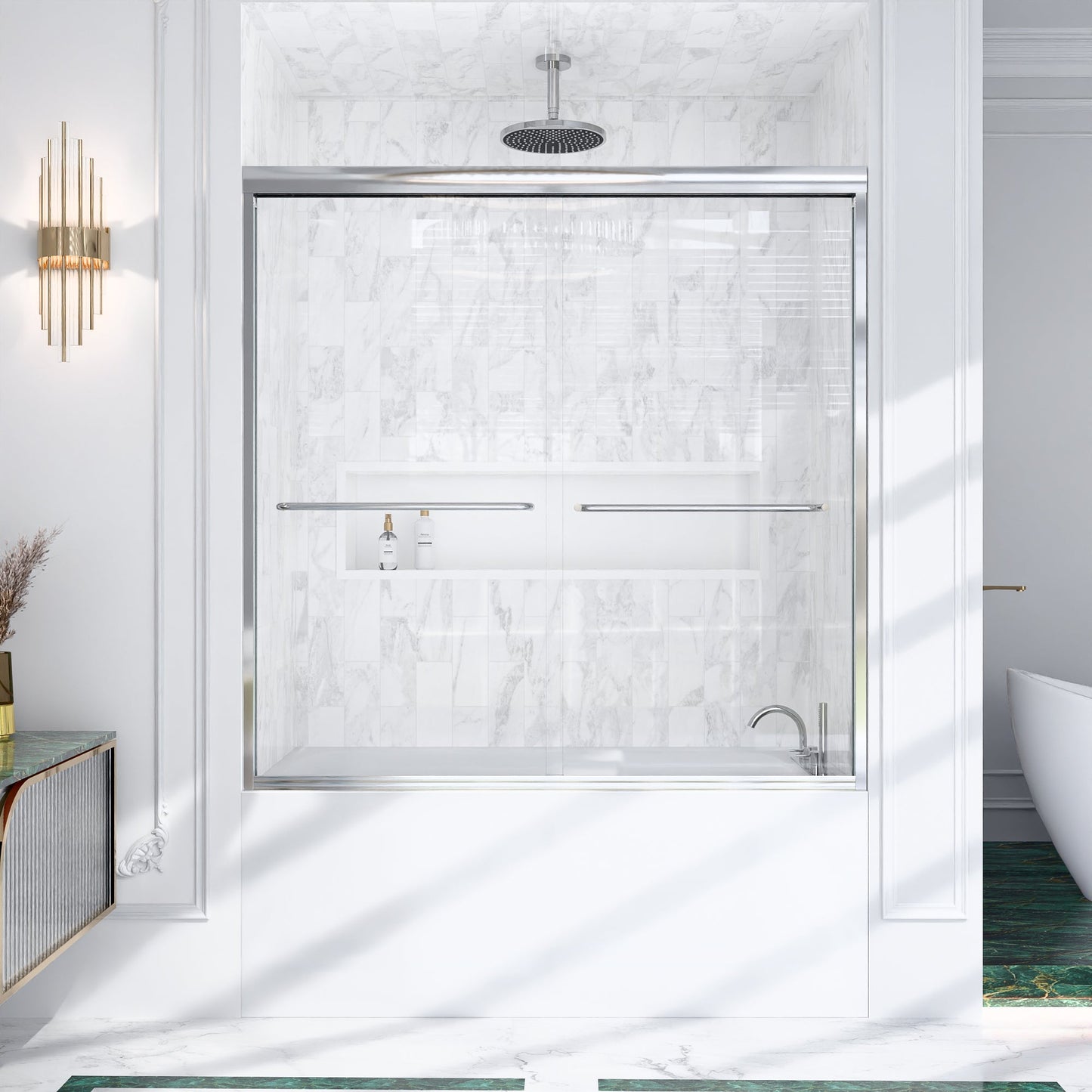 Semi-Frameless Double Sliding Shower Door