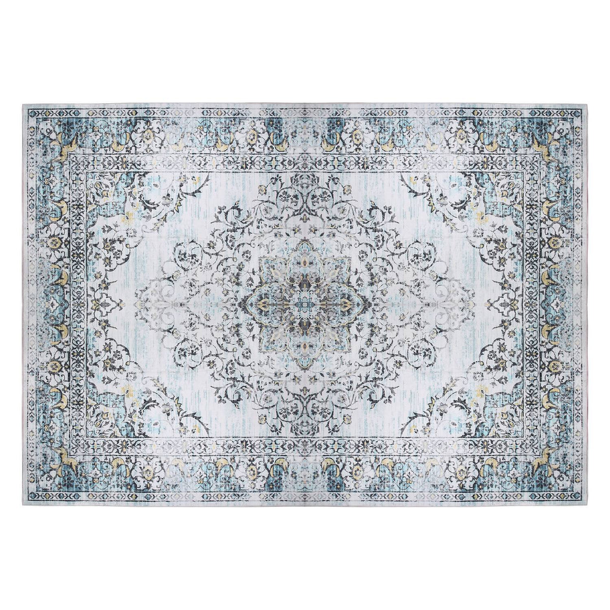 6x9FT VintageÊArea Rug Modern Non Slip Carpet Boho Low Pile Soft Rug Waterproof Machine Washable Rug for Living Room BedroomÊKitchen Dining Room Under