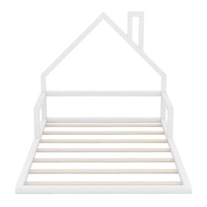 Elegant Floor Bed With House Shaped Headboard