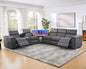 5-Seater Air Leather L-Shaped Powered Recliner Sofa Set with Motorized Lift Cabinet