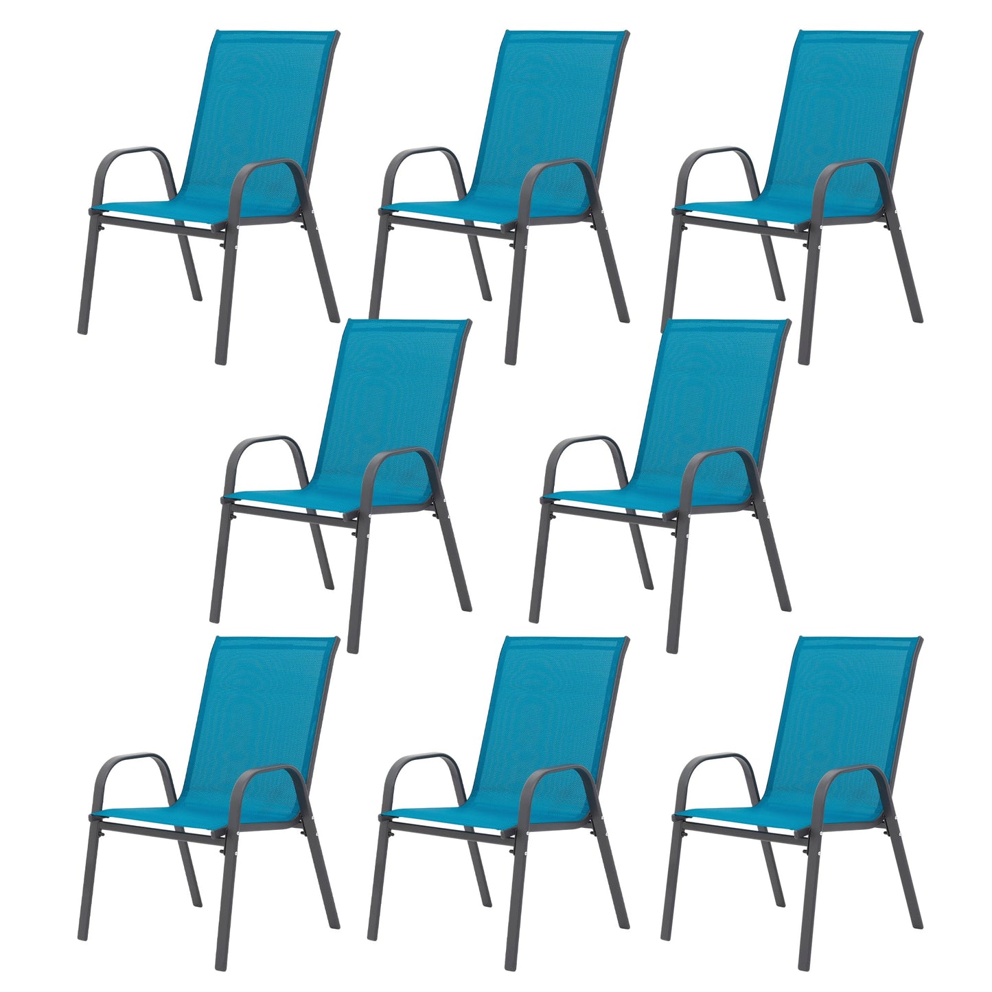 8 Piece Patio Chairs, Outdoor Camping Chairs with Breathable Textilene Fabric