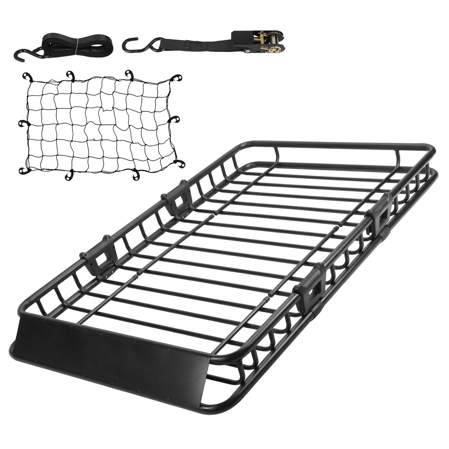 63x39x6.3in Universal Roof Rack Cargo Carrier Car Top Luggage Holder Basket withÊHook Strap Elastic Net