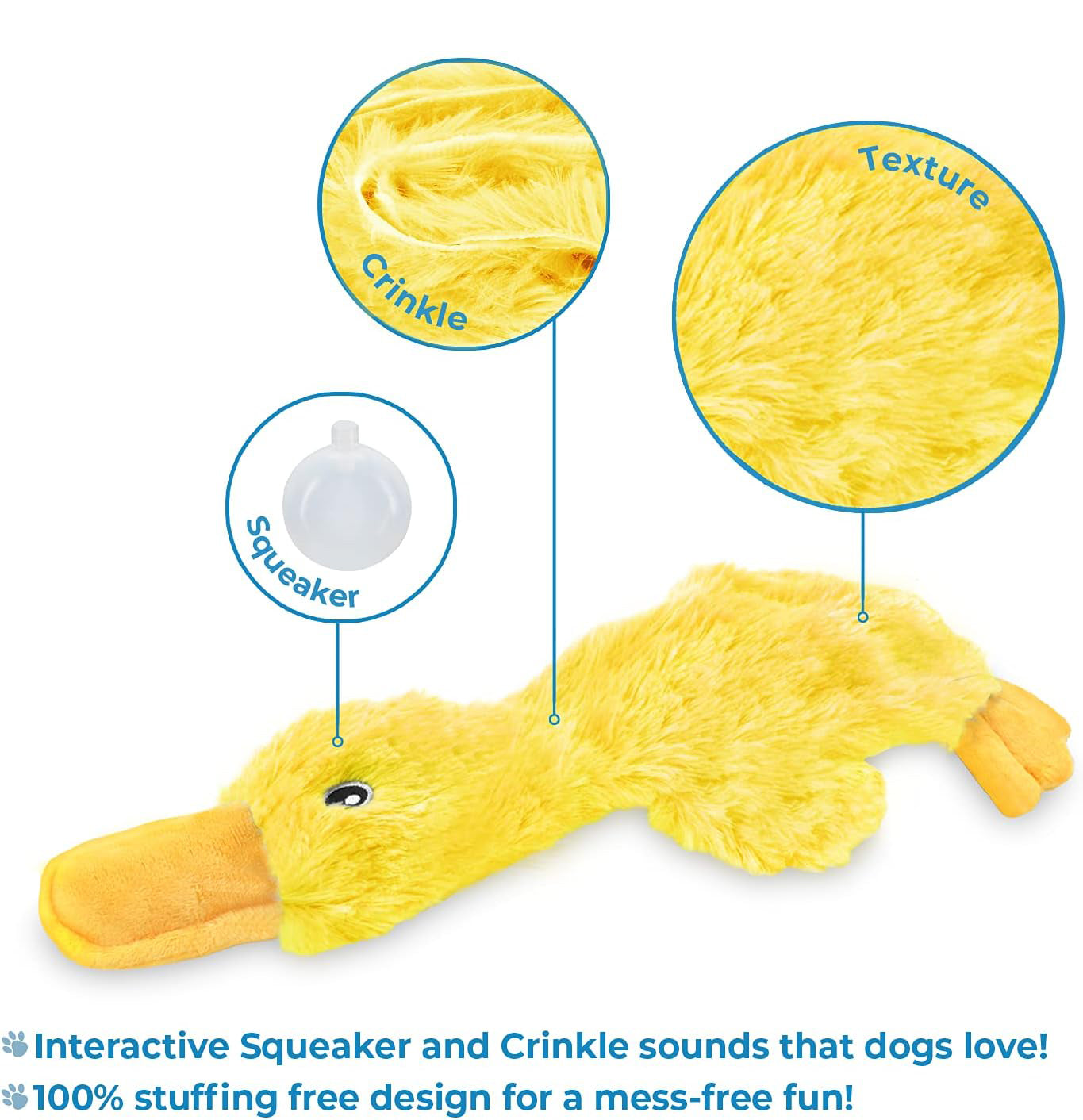 Best Pet Supplies Dog Toys For Small Medium And Large Breeds Cute No-Stuffed And Stuffed Duck With Soft Squeaky Fun For Indoor Puppies And Premium Puppies Plush No Mess Chewing And Playing