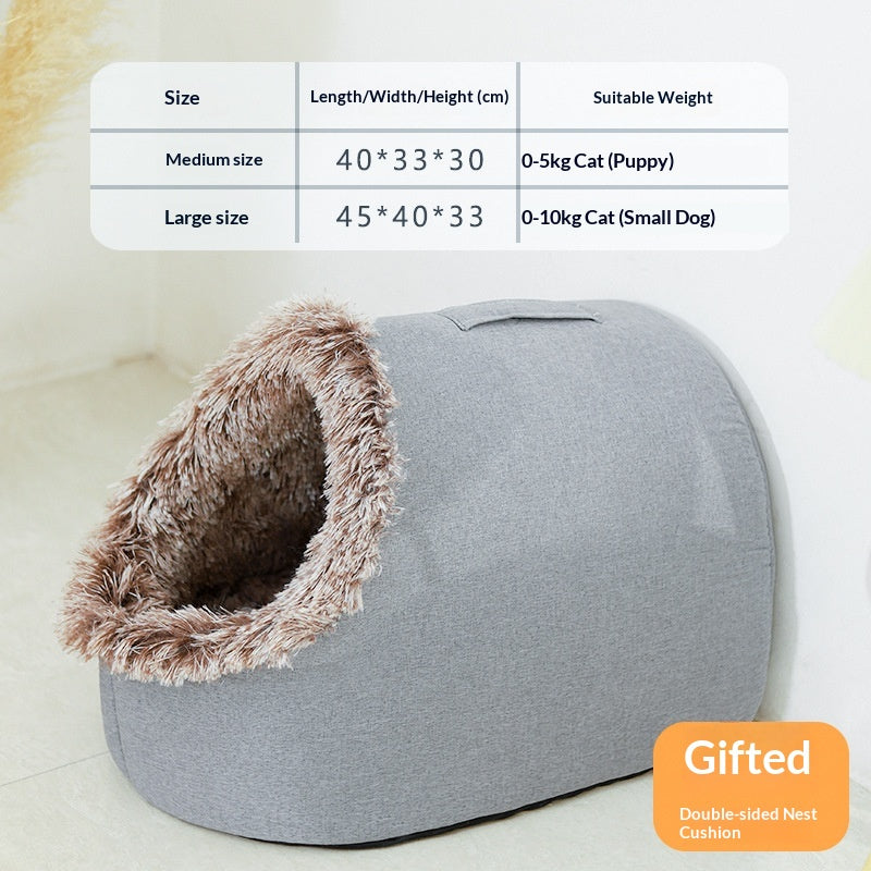 Cat Bed, Thickened And Warm For Winter, Enclosed Pet Bed, Portable For Small Dogs, Amazon Cross-Border Pet Supplies