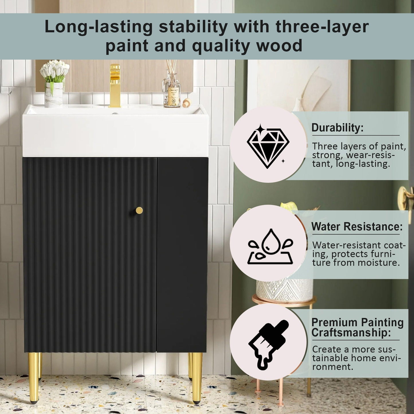 Bathroom Vanity, Combo Cabinet, Bathroom Storage Cabinet, Single Ceramic Sink
