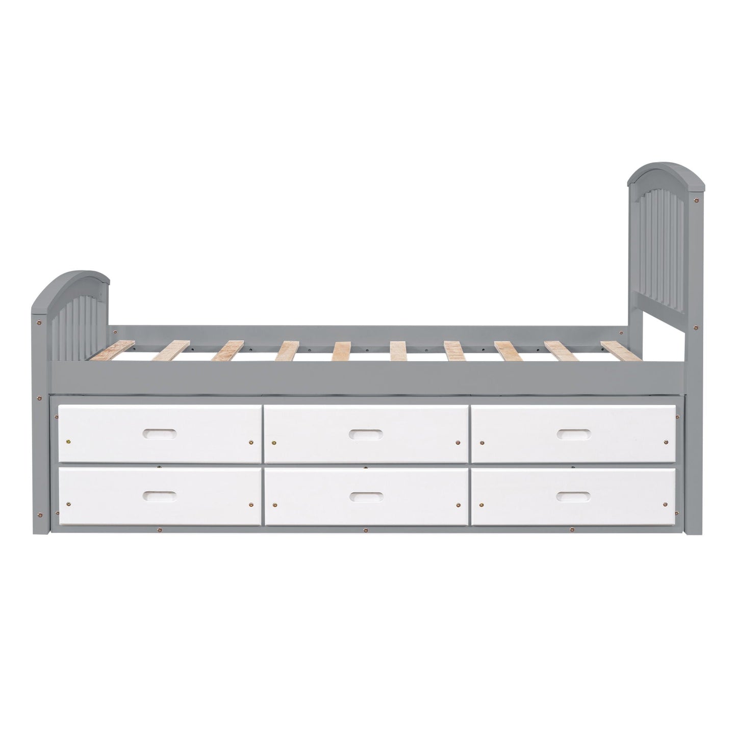Platform Storage Bed Solid Wood Bed With 6 Drawers