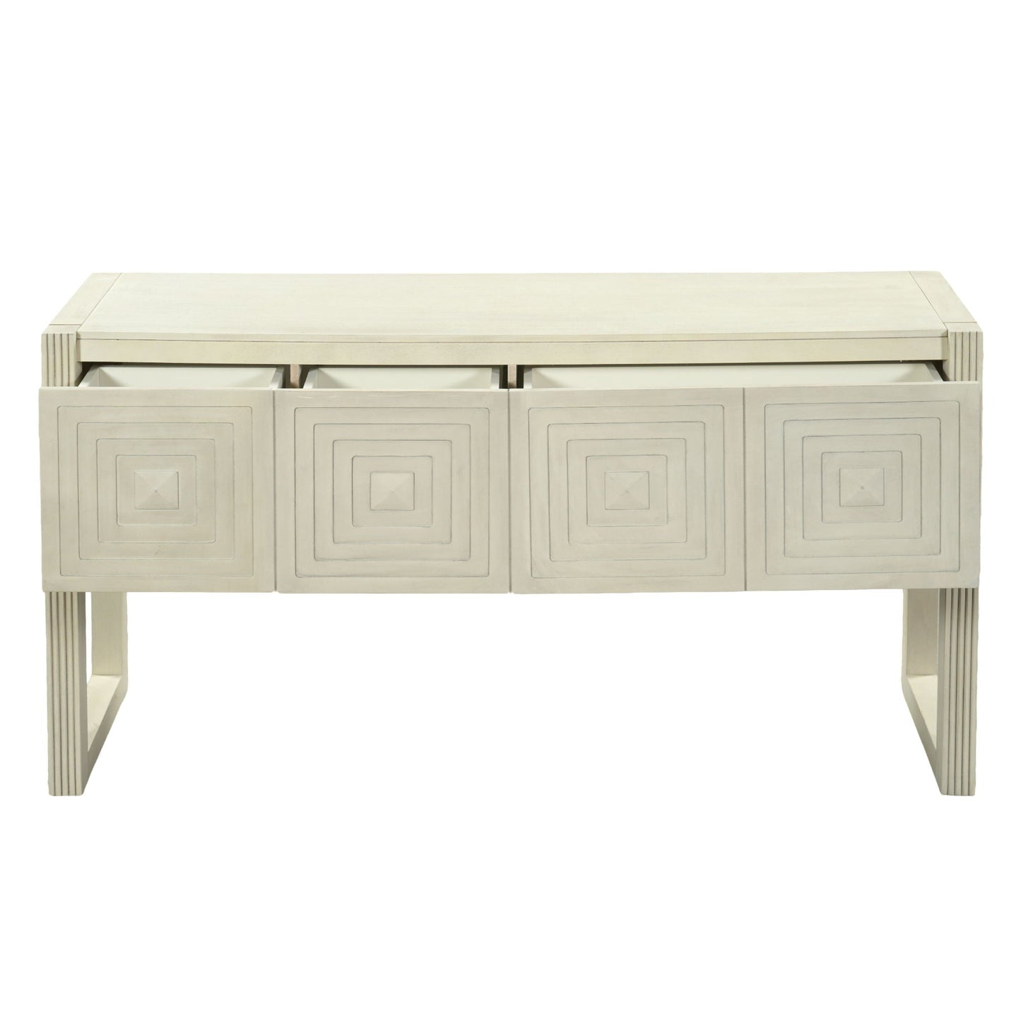 Geometric Carved Console Table With 3 Soft Close Drawers