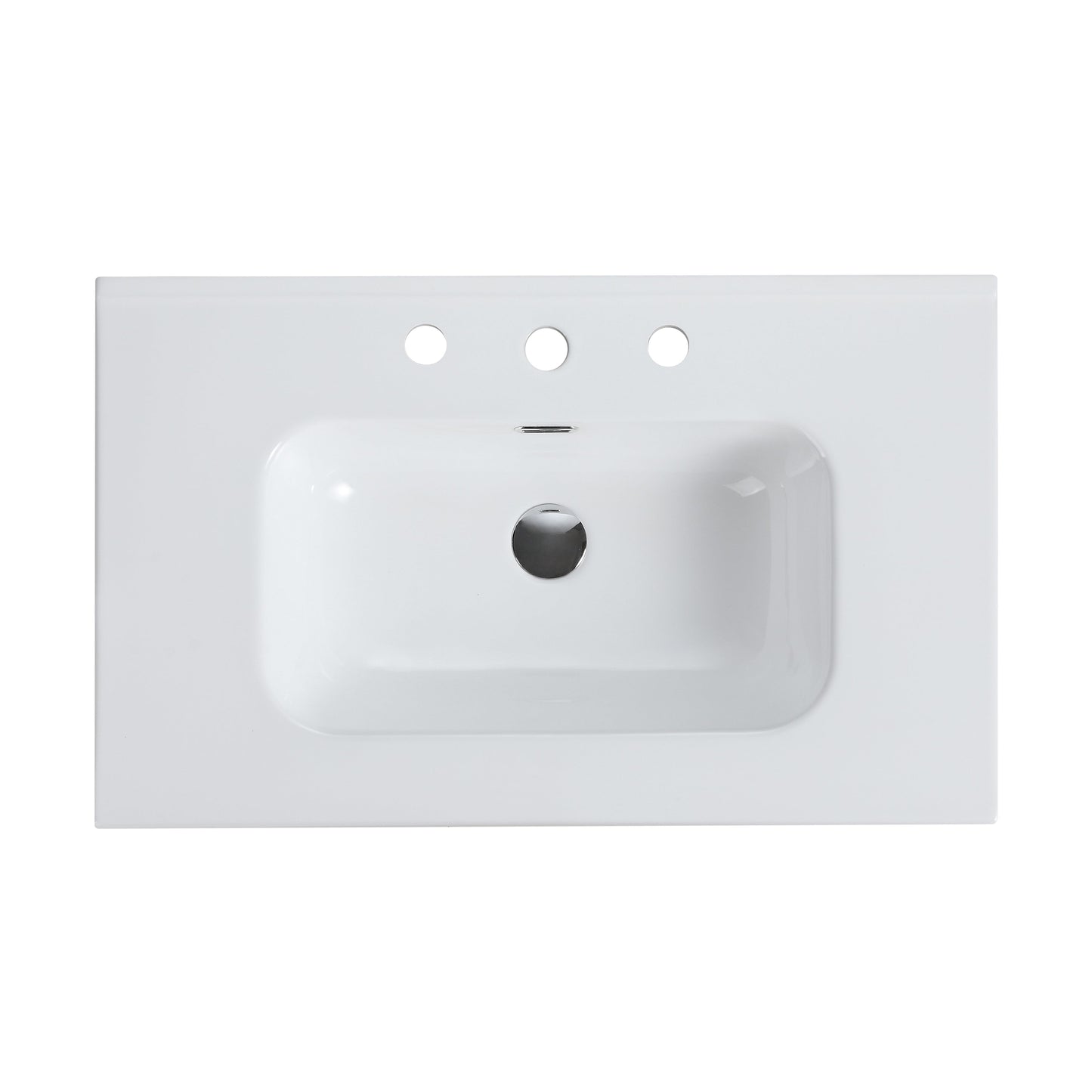 Glossy White Ceramic Integrated Sink