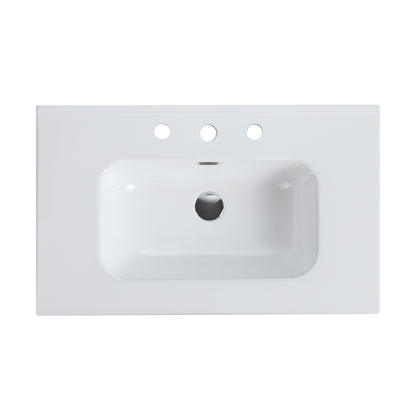 Glossy White Ceramic Integrated Sink