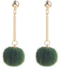 Faux Fur Pom Pom Tassel Drop Dangle Earrings Set