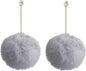 Faux Fur Pom Pom Tassel Drop Dangle Earrings Set