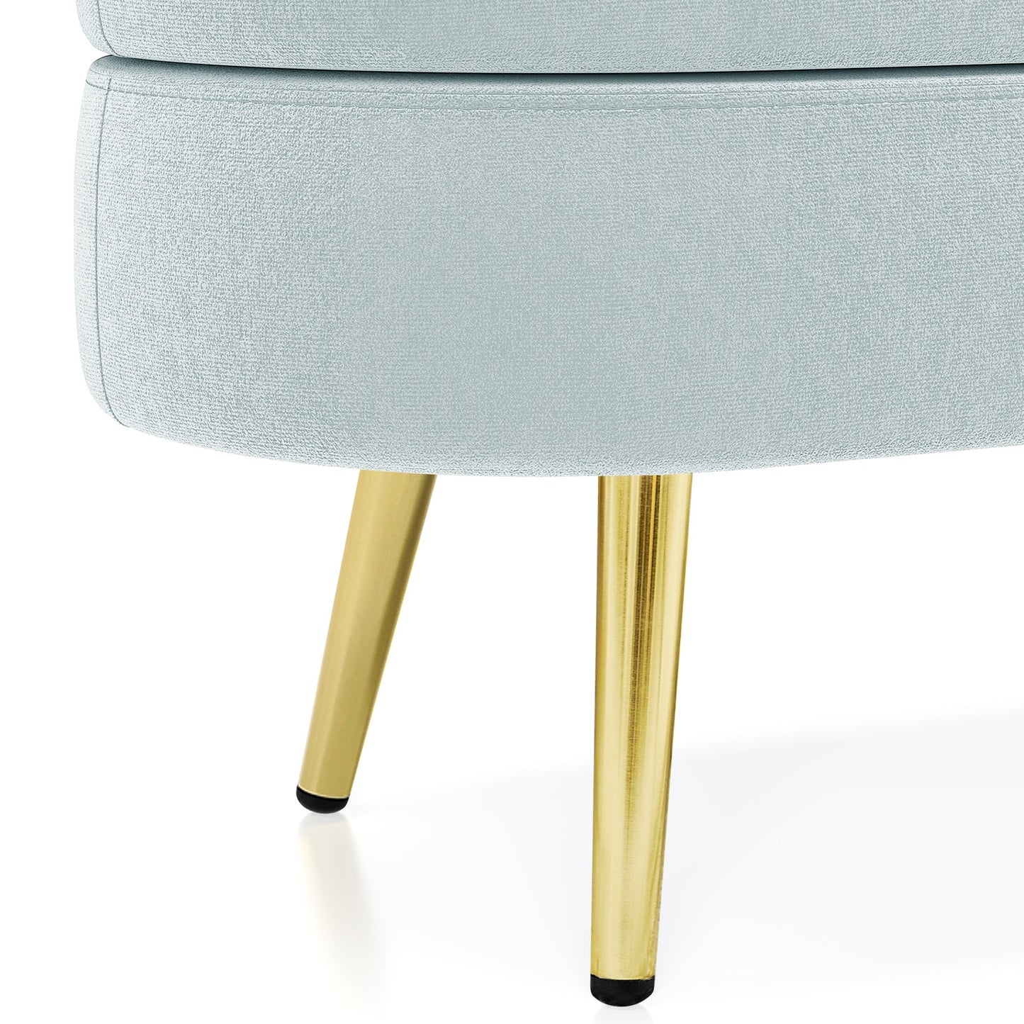 Ottoman Oval Storage Bench, Flannel with Metal Legs-Cyan