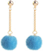 Faux Fur Pom Pom Tassel Drop Dangle Earrings Set