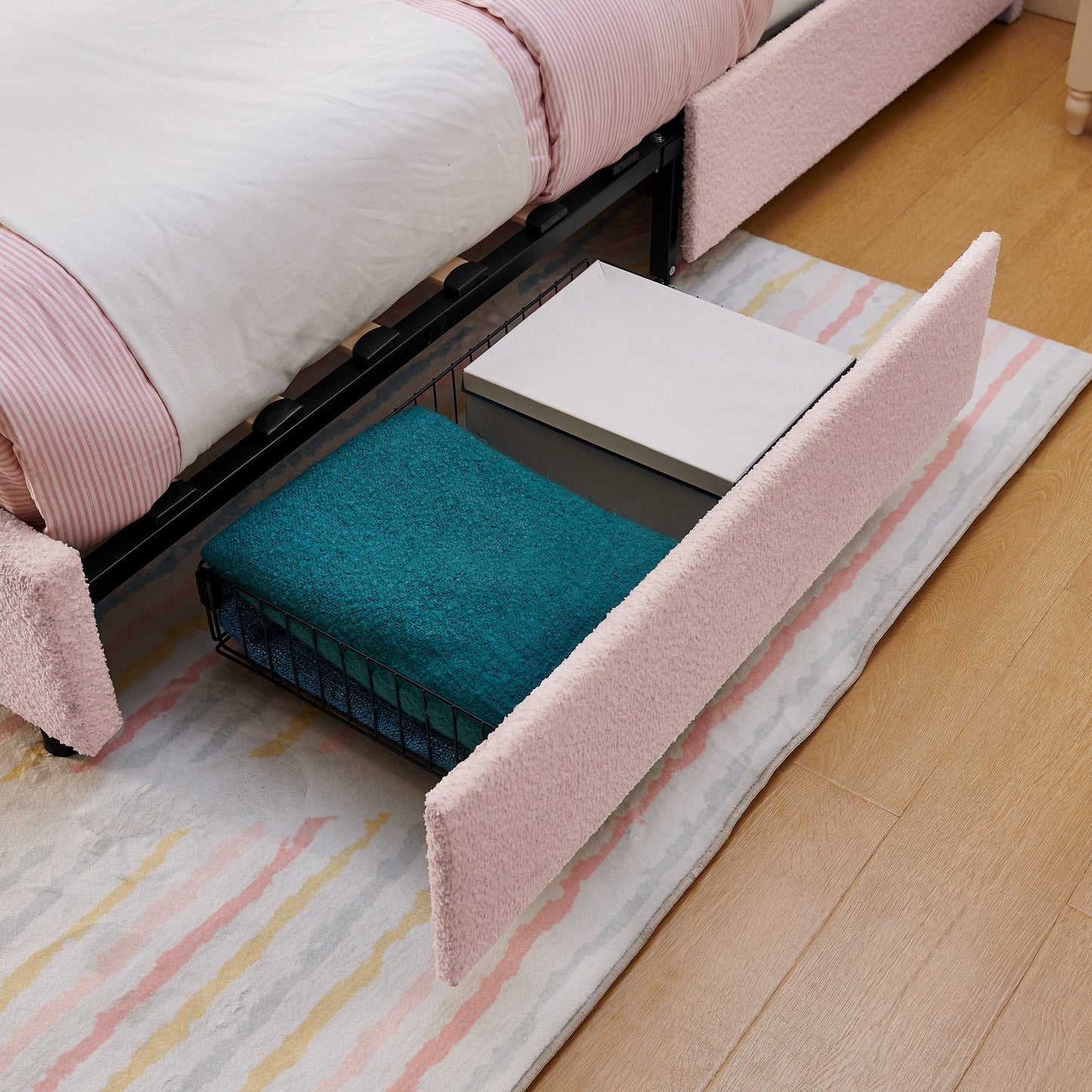 Full Size Kids Upholstered Bed with Oversized Rabbit Ear Headboard