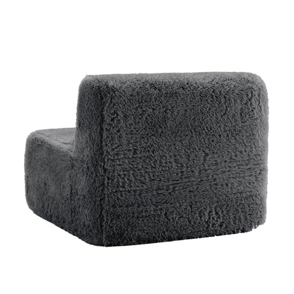 Aviana Armless Sofa With Pillow Plush Fabric - Dark