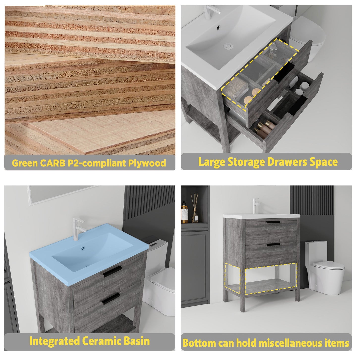 24 Inch Freestanding Bathroom Vanity with Sink