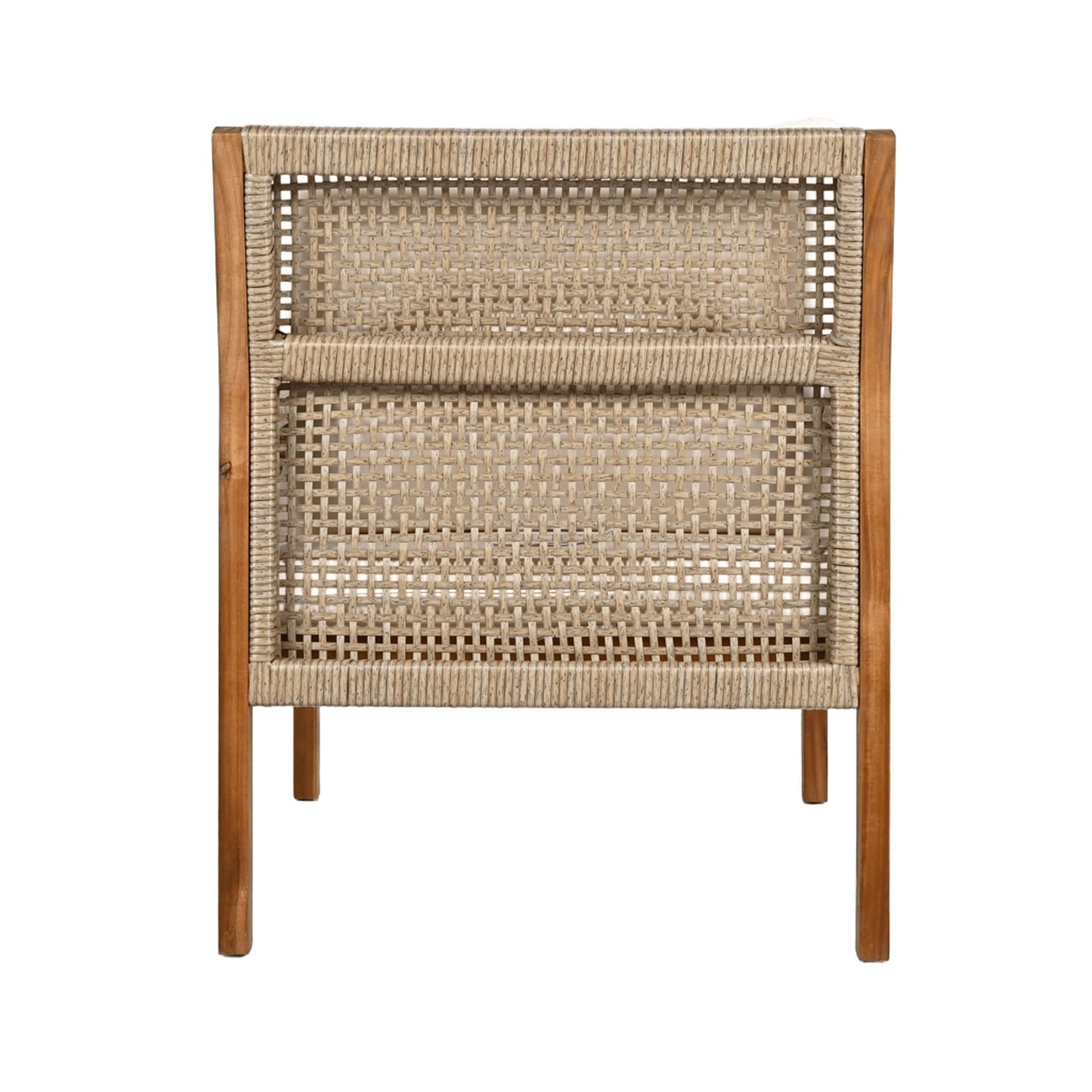 Acacia Wood Patio Furniture Club Chair, Outdoor Wicker Armchair