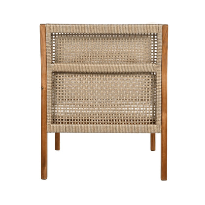 Acacia Wood Patio Furniture Club Chair, Outdoor Wicker Armchair