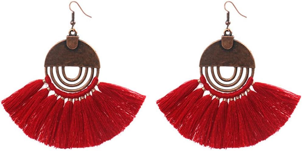 Faux Fur Pom Pom Tassel Drop Dangle Earrings Set