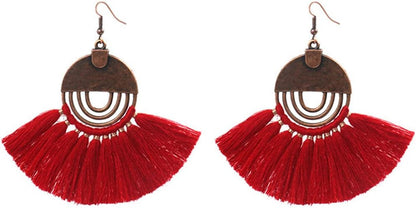 Faux Fur Pom Pom Tassel Drop Dangle Earrings Set