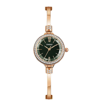 TIME100 Women's Bracelet Watches Ladies Quartz Wrist Watch with Green Dial Bezel with Crystals in Movement Bracelet Strap with Diamonds Waterproof