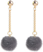 Faux Fur Pom Pom Tassel Drop Dangle Earrings Set