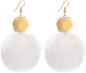 Faux Fur Pom Pom Tassel Drop Dangle Earrings Set