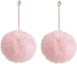Faux Fur Pom Pom Tassel Drop Dangle Earrings Set