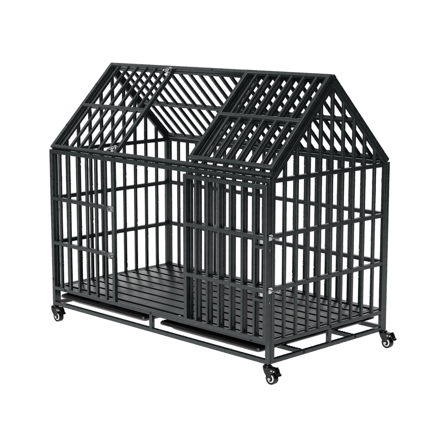 52-Inch Heavy-Duty Dog Crate With Roof Top Escape Proof Design (SAK90267)