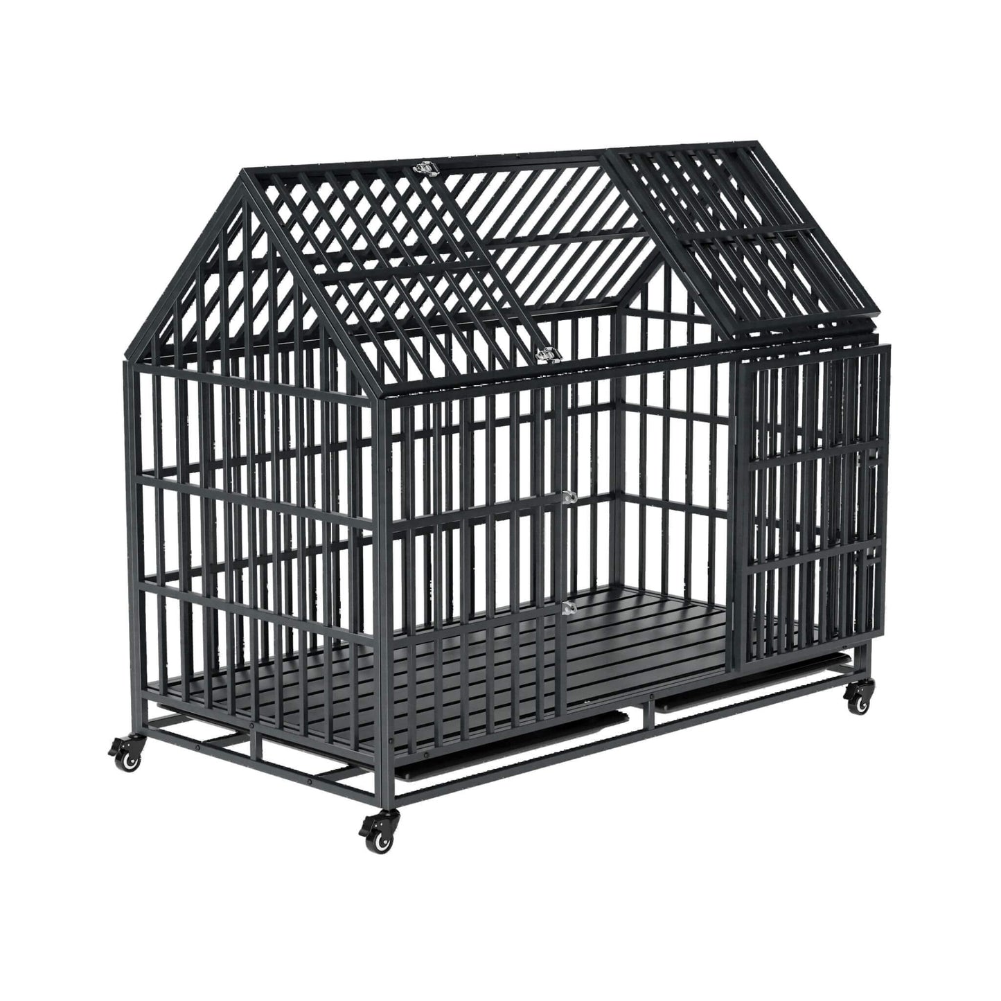52-Inch Heavy-Duty Dog Crate With Roof Top Escape Proof Design (SAK90267)