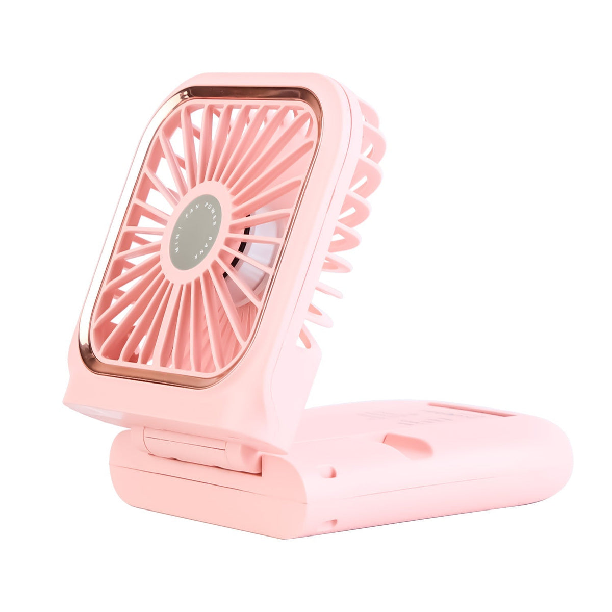 5 In 1 Folding Mini Fan Hands-free Rechargeable Neck Fan Handheld Fan with 3 Speeds Power Bank Phone Holder Neck Strap for Home Office Travel Dormitor