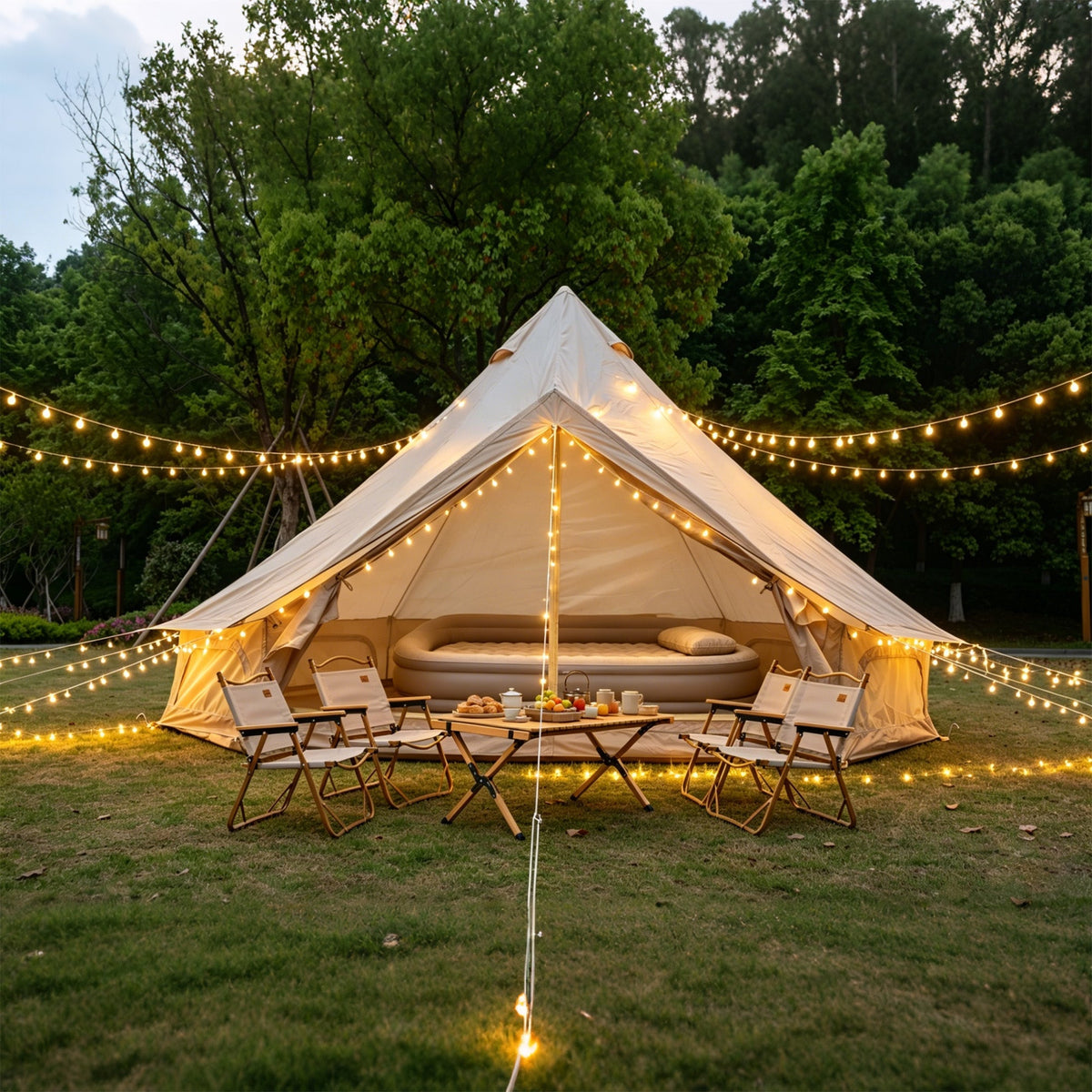 Oxford Bell Tent 13.1FT with Stove Jack for Family Camping