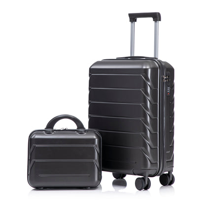 14"/20" 2 Pcs/Set ABS Spinner Wheel Luggage, Dark Gray