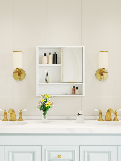 Modern Bathroom Mirror Cabinet with Open Shelves