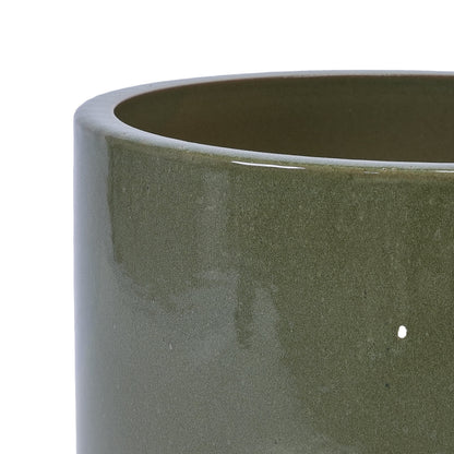 3 Pieces Ceramic Flowerpot Set - Antique Light Green